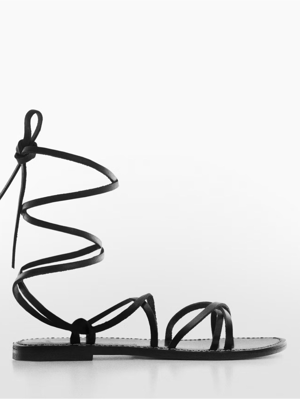 Mango Black Lace-Up Strappy Gladiator Sandals